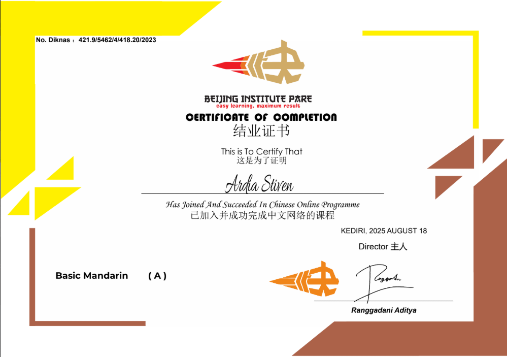 Mandarin Certificate